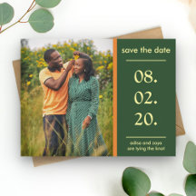 Pareja africana naranja y verde Save The Date
