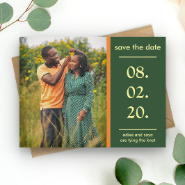 Postal De Anuncios Pareja africana naranja y verde Save The Date