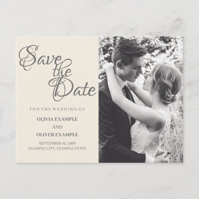 Postal De Anuncios Pareja de bodas de besos en monocromo (Anverso)