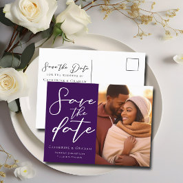 Postal De Anuncios Pareja de fotos de Royal Purple Elegante guardar l