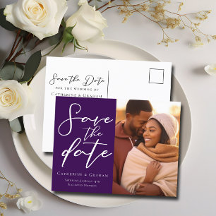 Postal De Anuncios Pareja de fotos de Royal Purple Elegante guardar l