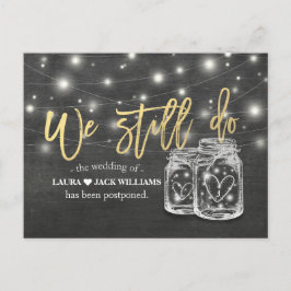 Postal De Anuncios Pareja de frascos Mason Aún posponemos la boda