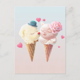 Postal De Anuncios Pareja de Helado – Amor a Primera Lamedura
