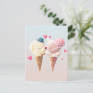 Postal De Anuncios Pareja de Helado – Amor a Primera Lamedura