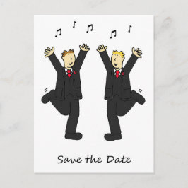 Postal De Anuncios Pareja de hombres bailando para guardar la fecha