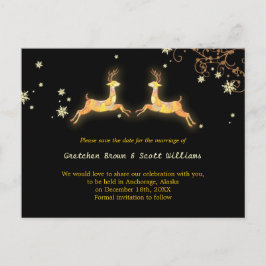 Postal De Anuncios Pareja de renos de invierno salva la fecha