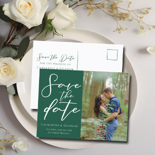Postal De Anuncios Pareja esmeralda verde Foto Bosque Guardar la foto