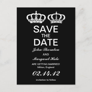 Postal De Anuncios Pareja Real Blanco y Negro Save the Date