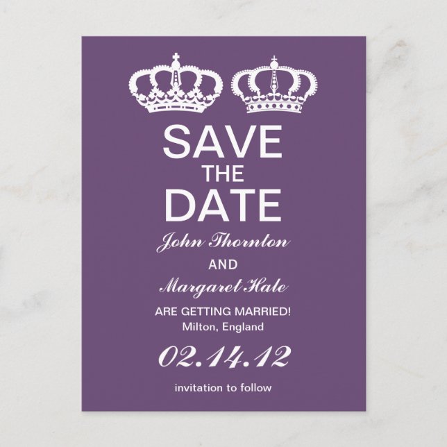 Postal De Anuncios Pareja Real de Amatista Save the Date (Anverso)