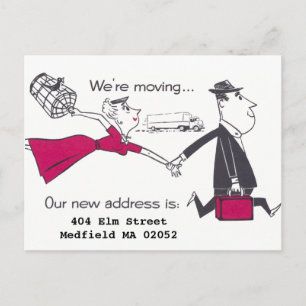 Postal De Anuncios Pareja retro en movimiento cambio de dirección
