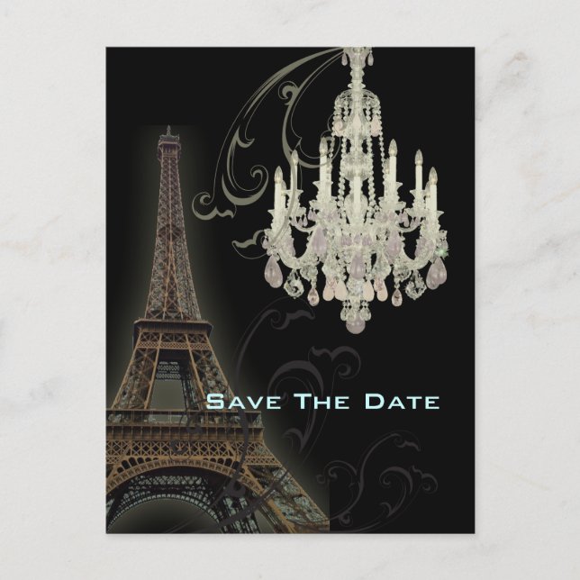 Postal De Anuncios París Torre Eiffel boda guardar la fecha (Anverso)