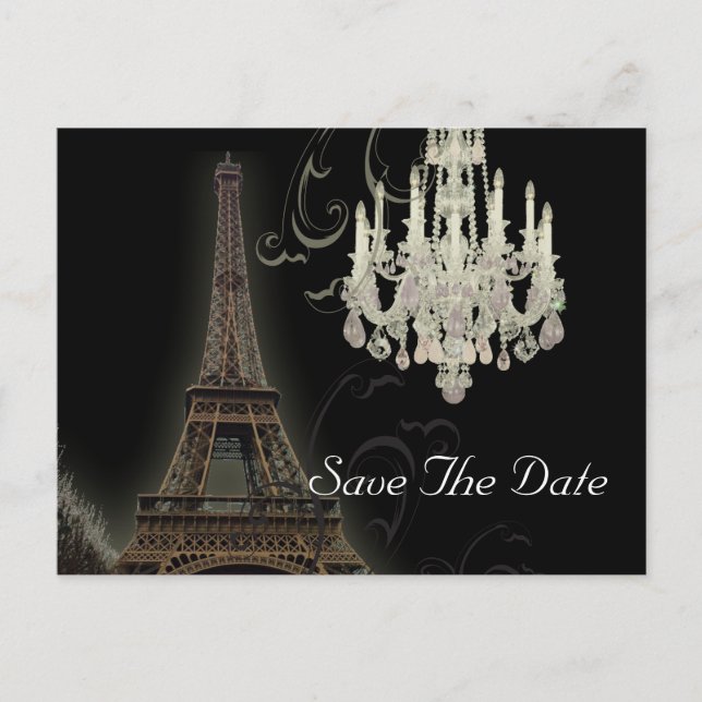 Postal De Anuncios París Torre Eiffel boda guardar la fecha (Anverso)