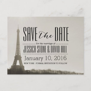 Postal De Anuncios París Torre Eiffel Vintage Boda Save the Date