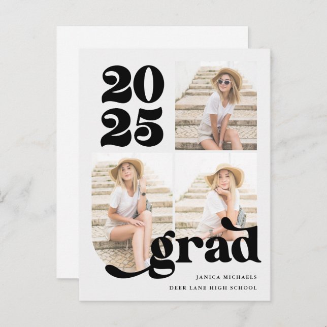 Postal De Anuncios Partido de Graduación de Tres Retro Fotográfico Ti (Anverso / Reverso)