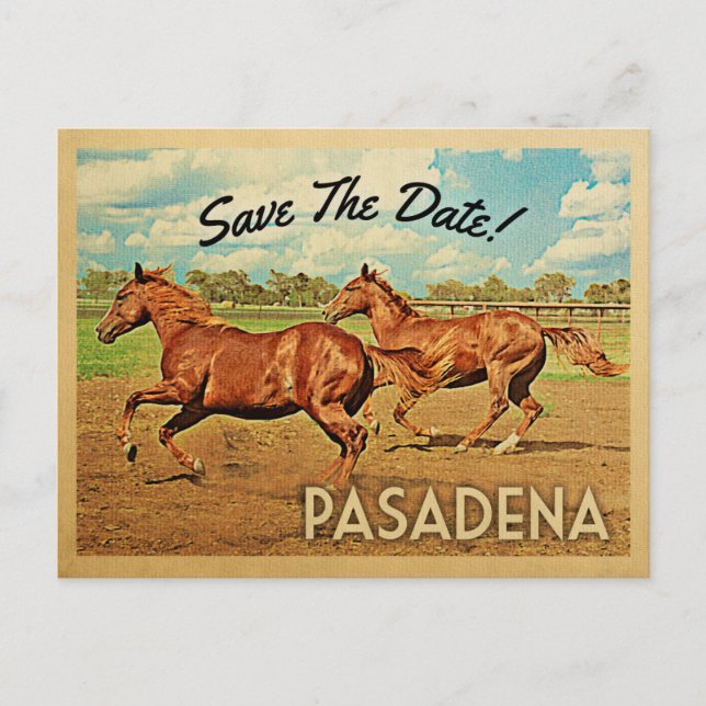 Postal De Anuncios Pasadena Texas Salva a los Caballos de Fechas (Anverso)
