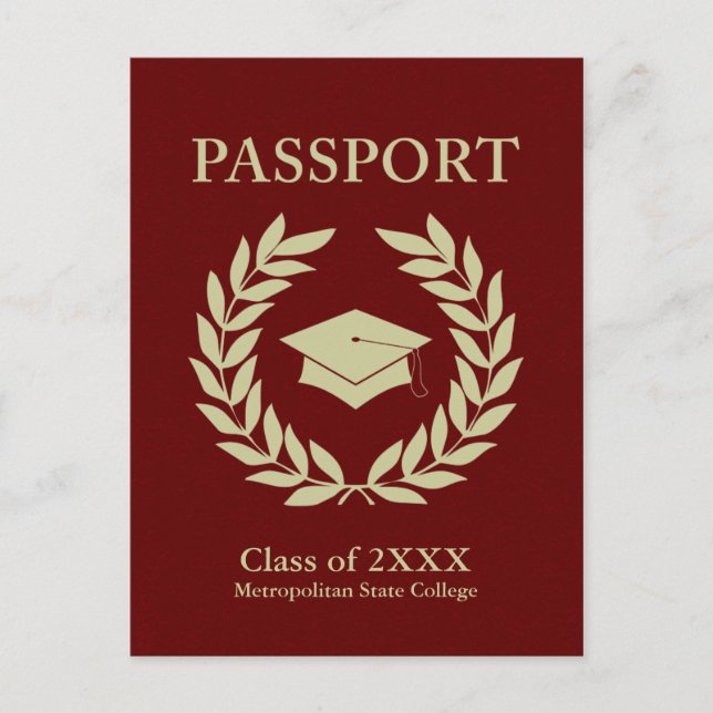 Postal De Anuncios pasaporte de graduación de la clase de 2022 (Anverso)