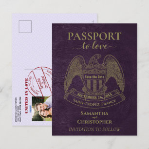 Postal De Anuncios Pasaporte Morado Divertido Cumpleaños Ahorra la Fe