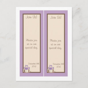 Postal De Anuncios Pastel de Boda morado/marrón Guardar marcadores de