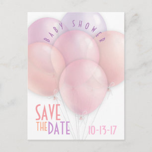 Postal De Anuncios Pastel de globos Baby Shower Save the Date