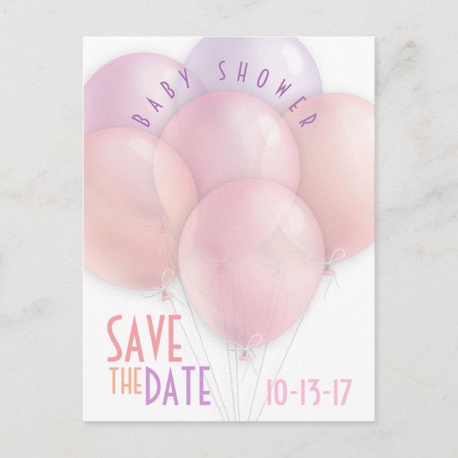 Postal De Anuncios Pastel de globos Baby Shower Save the Date (Anverso)