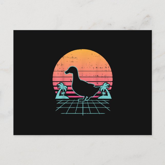 Postal De Anuncios Pato Vaporwave Estético 80s Regalo Animal Granja G (Anverso)