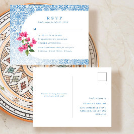 Postal De Anuncios Patrón de azulejos mediterráneos Respuesta RSVP
