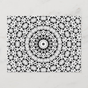 Postal De Anuncios Patrón de caleidoscopio en blanco y negro II