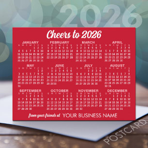 Postal De Anuncios Patrón de MCM del Negocio Blanco Rojo del Calendar