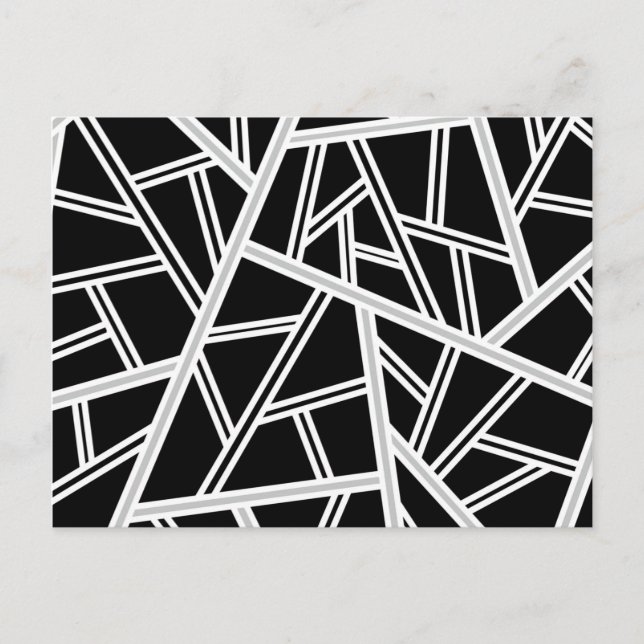Postal De Anuncios Patrón geométrico abstracto - gris, negro, blanco. (Anverso)