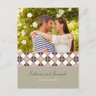 Postal De Anuncios Patrón geométrico Art Deco Foto Guardar la fecha