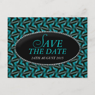 Postal De Anuncios Patrón negro Verde azulado moderno Guardar la post