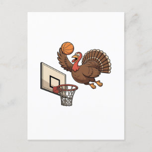 Postal De Anuncios Pavo de Acción de Gracias Hundimiento Baloncesto D