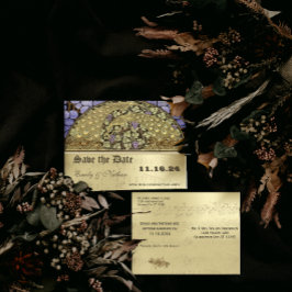 Postal De Anuncios Pavo Real Art Nouveau Viñedo Save the Date