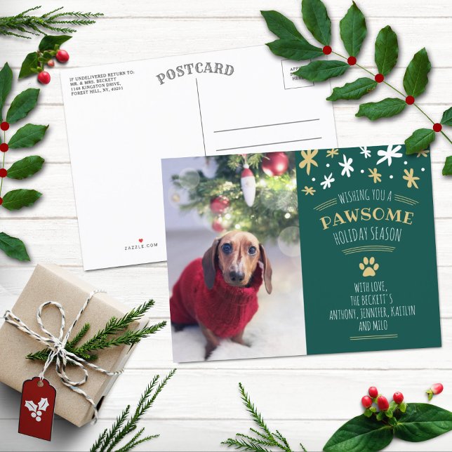 Postal De Anuncios Pawsome Holiday Season Pet Holiday Photo (Subido por el creador)