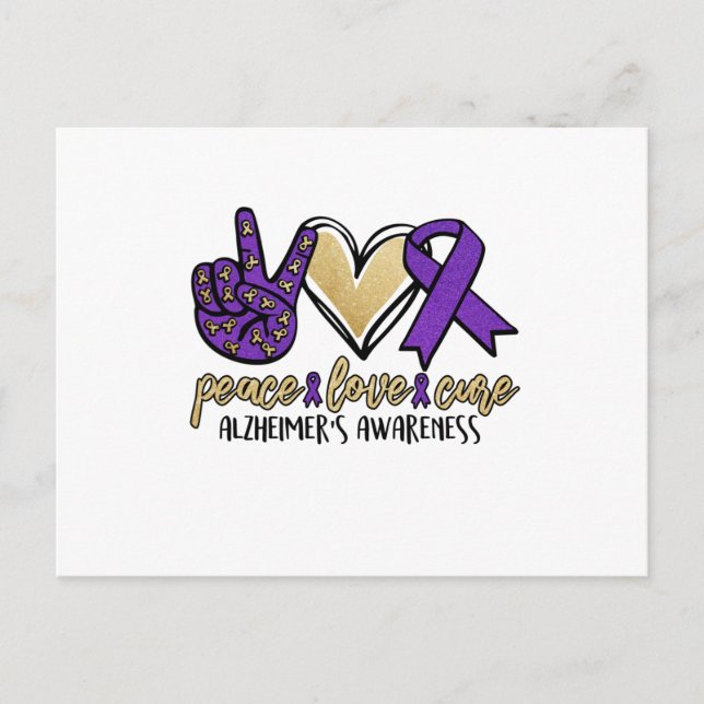 Postal De Anuncios Paz Amor Cura Conciencia del Alzheimer (Anverso)