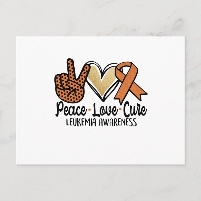 Postal De Anuncios Paz Amor Cura la Leucemia (Anverso)