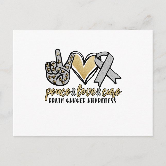 Postal De Anuncios Paz Amor Cure Cáncer de Cerebro (Anverso)