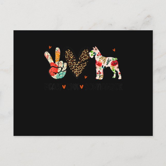 Postal De Anuncios Peace Love Schnauzer Funny Gig Perg Lover (Anverso)