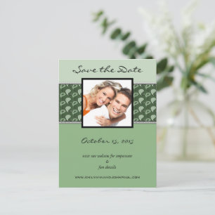 Postal De Anuncios PeaPod Green Paisley Save The Date Tus Fotos