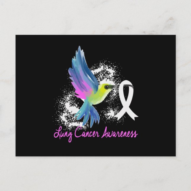 Postal De Anuncios Pearl Ribbon para la Conciencia del Cáncer de Pulm (Anverso)