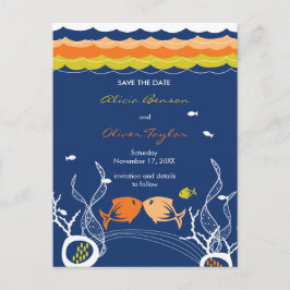 Postal De Anuncios Peces besándose Coral Playa del Mar Save The Date