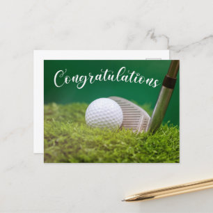 Postal De Anuncios Pelota de golf con palo de golf Felicitaciones al