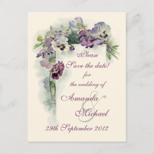 Postal De Anuncios Pensamientos morados Save the Date