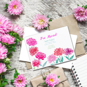Postal De Anuncios Peonies Acuarela Nueva Dirección