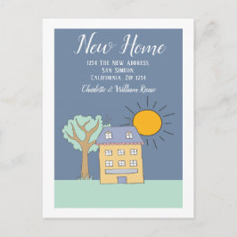 Postal De Anuncios Pequeña Casa Y Árbol Con Sol Nuevo Hogar