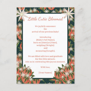 Postal De Anuncios Pequeña Clementina Adorable Tema de Cumpleaños de