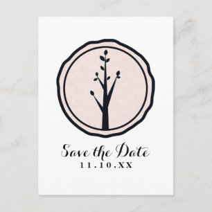 Postal De Anuncios Pequeño Árbol Rústico Naturaleza Boda Guardar la F