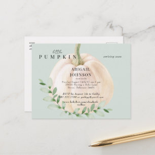 Postal De Anuncios Pequeño Baby Shower de calabaza