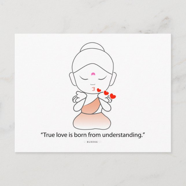 Postal De Anuncios Pequeño Buda amistoso mostrando amor (Anverso)