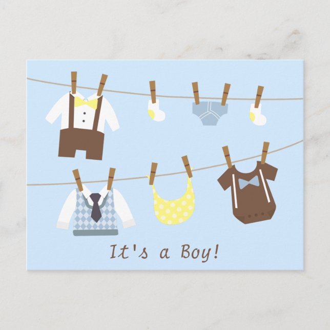 Postal De Anuncios Pequeño Caballero Baby Boy Clothesline (Anverso)